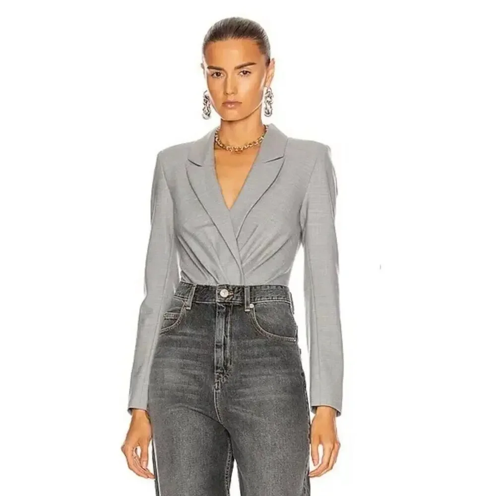 RtA Maryse Blazer Bodysuit In Gray-Size Medium - Picture 3 of 8